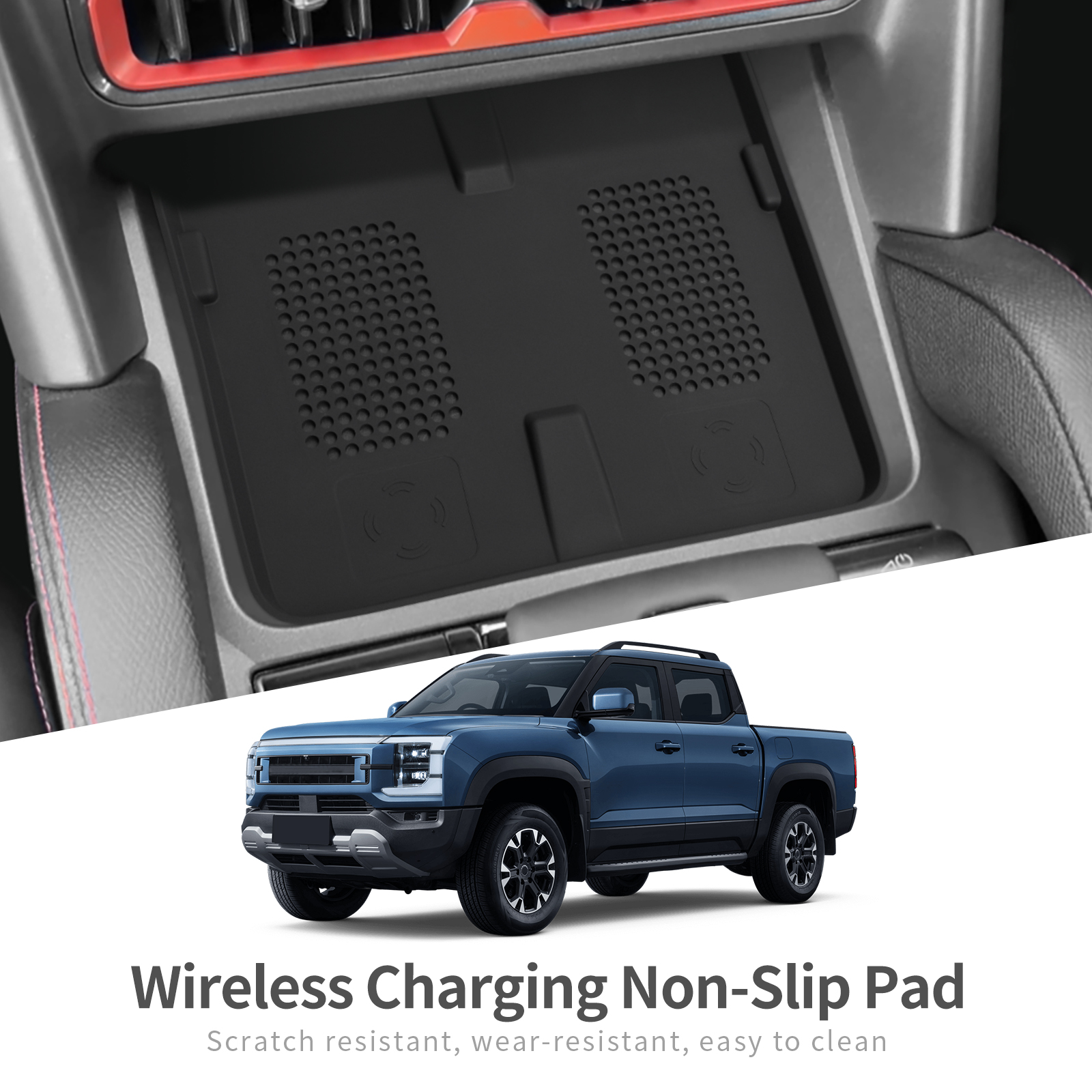 SMABEE for BYD SHARK Car Anti-Slip Pad Silicone Center Console Wireless Charger Interior Accessories Black