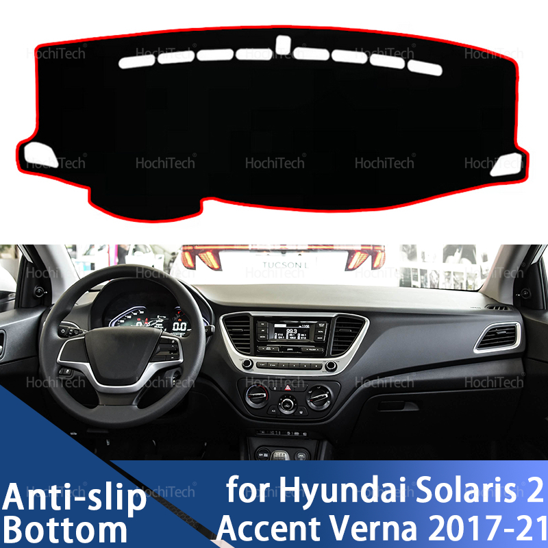 Dashboard Cover Dash Board Mat Carpet Pad Shade Cape Blanket Car Accessories For Hyundai Solaris 2 Accent Verna 2017-2021