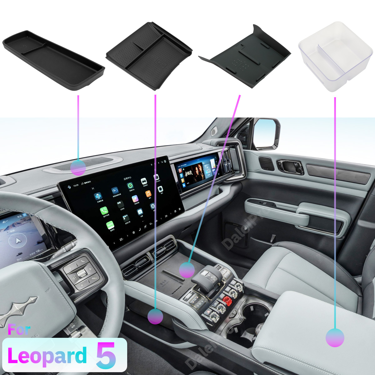 For BYD Equation Leopard 5 2024 2025 2026 Center Console Lower Storage Box Refrigerator Storage Box Charger Panel Pad Denza B5