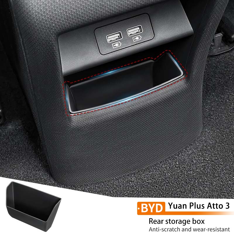 Car Rear Storage Box Silicone Trash Can Anti-slip Shock absorption Organizer Case Waterproof For Byd Yuan Plus Atto 3 2022-2024