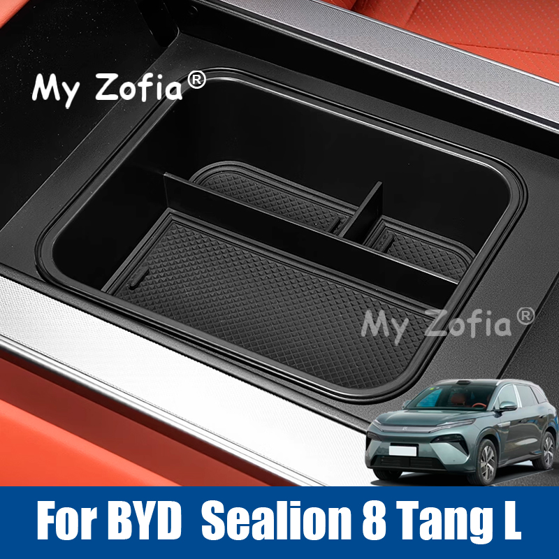 For BYD Sealion 8 TANG L 2025 2026 Car Center Console Tray Armrest Storage Box Organizer Interior Stowing Tidying Accessories
