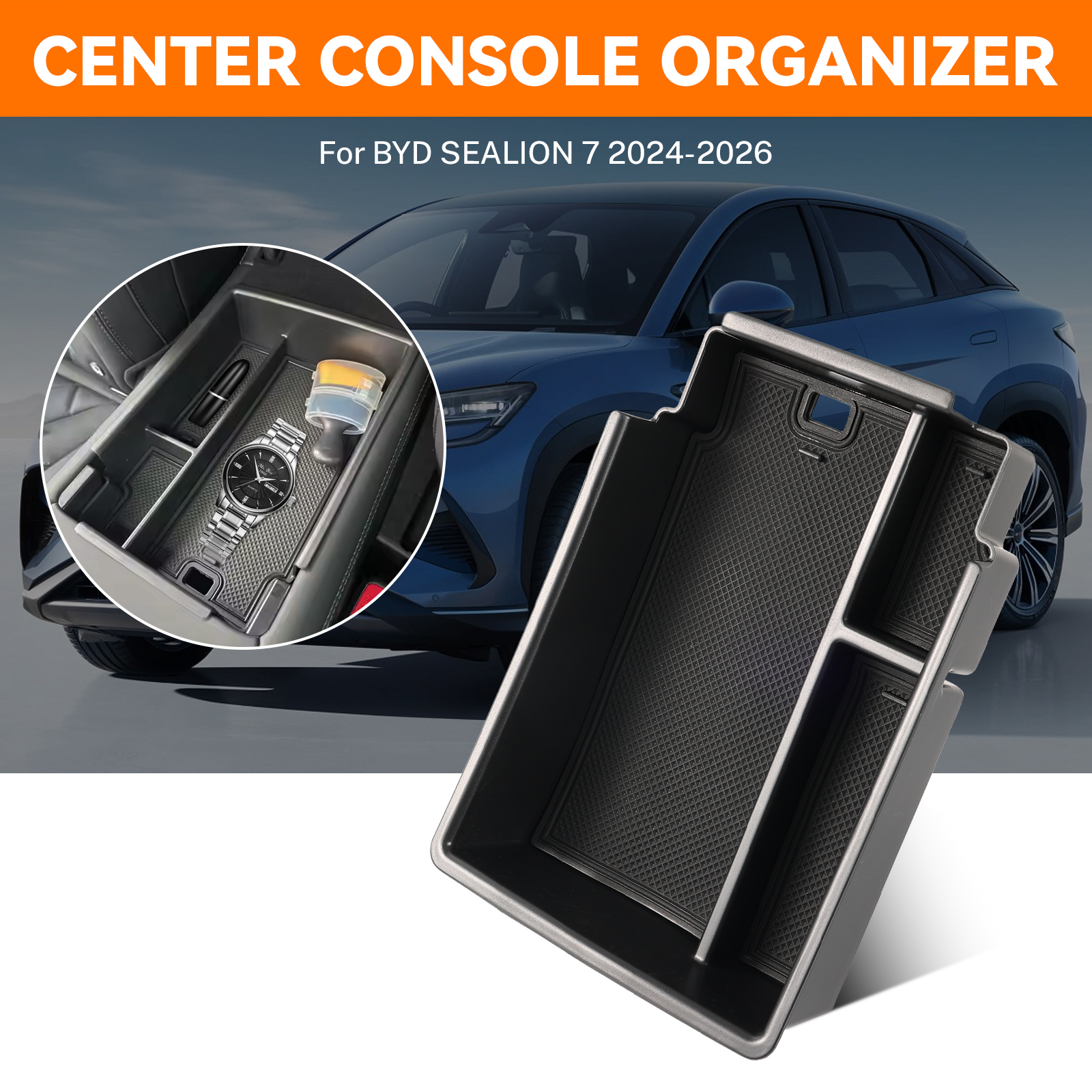 Custom Fit Center Console Organizer Tray Anti-Slip Interior Accessory For BYD Sealion 7 Seal 07 2024 2025 2026