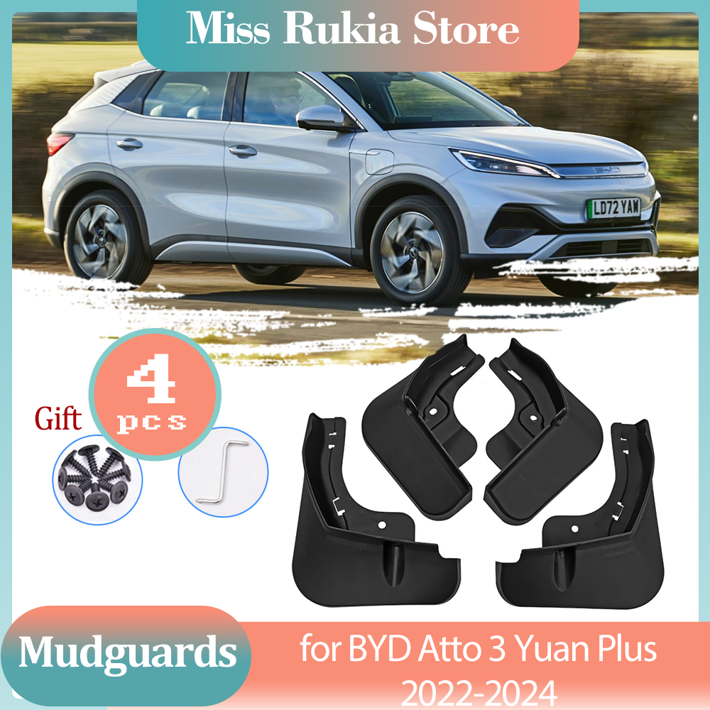 Mud Flaps for BYD Atto 3 Yuan Plus EV 2022 2023 2024 Mudguards Splash Guards Fender Flare Car Front Rear Wheel Parts Accessories