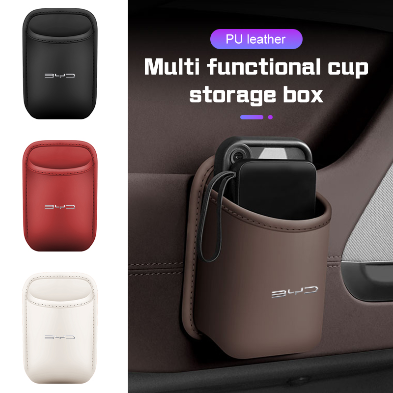 For BYD Yuan Pro Tang EV F0 F3 Seal u DMi Han Qin Song Plus Dolphin Leather Car Cup Holder Storage Box Seat Back Drinks Holder