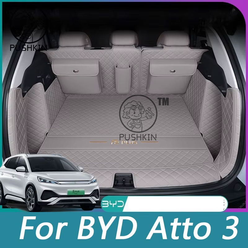 Car Trunk Mats for BYD Atto 3 Yuan Plus EV 2024 2025 2026 Trunk Protector Pad Storage Bags Cargo Liner Car Interior Accessories