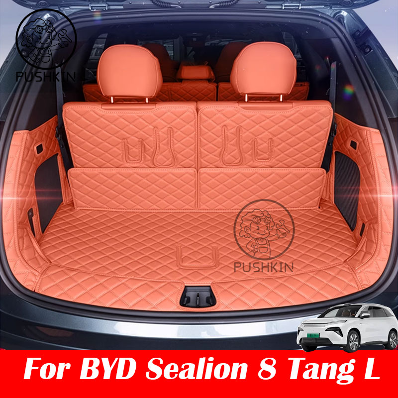 For BYD Sealion 8 ATTO 8 TANG L 2025 2026 PU Leather Car Boot Mat Rear Trunk cushion Mat Cargo Liner Tray Protect