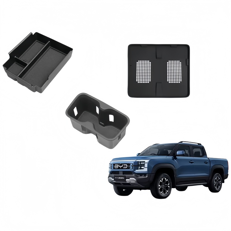 Car Storage Box for BYD Shark 6 2024~2026 2025 Rubber Mat Silicone Cup Holder Armrest Central Console Organizer Tray Accessorie