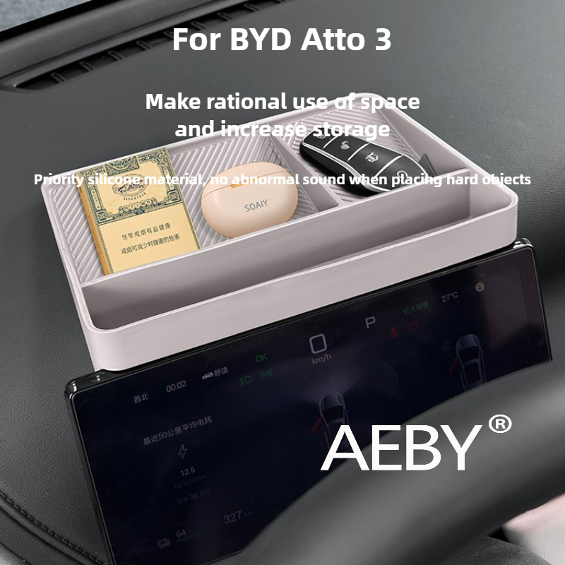 AEBY For BYD Atto 3 Smart Driving Edition 2022-2025 Dashboard Silicone Organizer,Non-Skid Mat Car Accessories,Silicone Anti-Slip
