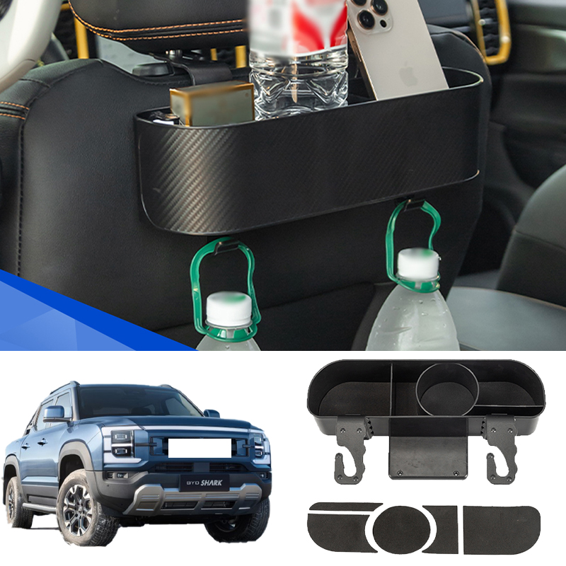 Backseat Organizer Storage Box With Hook For BYD Shark 6 Pickup Rear Seat Cell Phone Cup Holder Multi-function Auto Storage Box