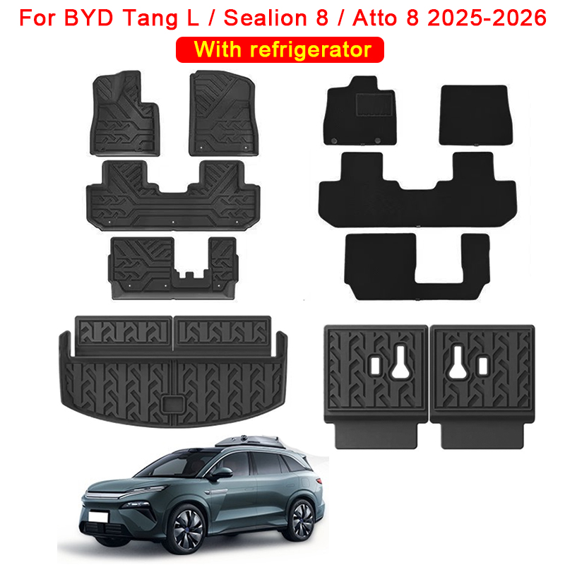 for BYD Tang L / Sealion 8 / Atto 8 2025 2026 TPE Floor Mats & Trunk Mats , All Weather Protection Anti-Slip Double-Layers