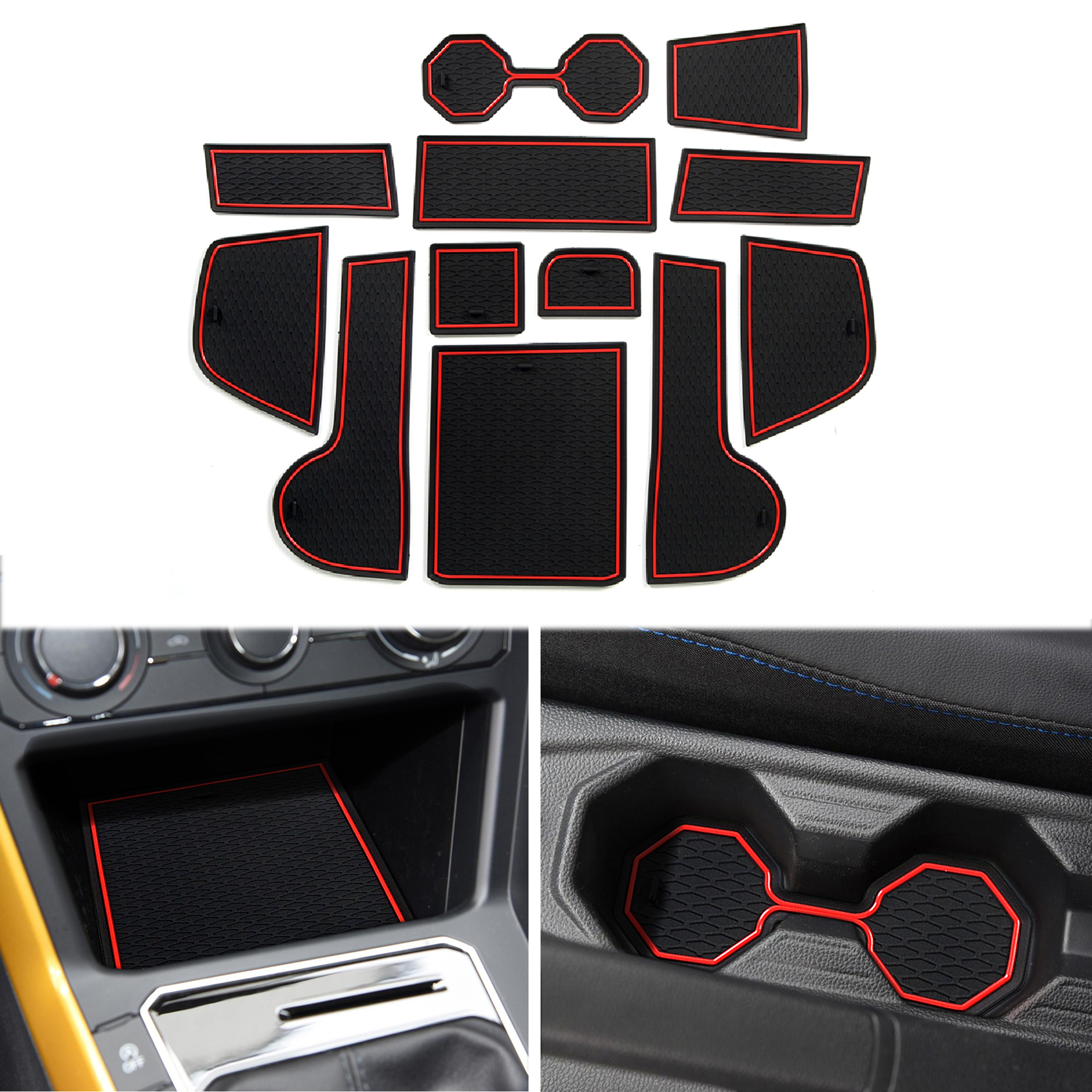 12PCS for VW Volkswagen POLO MK6 AW 2018 - 2025 Anti-slip Gate Slot Mat Car Door Groove Cup Pad Interior Accessories