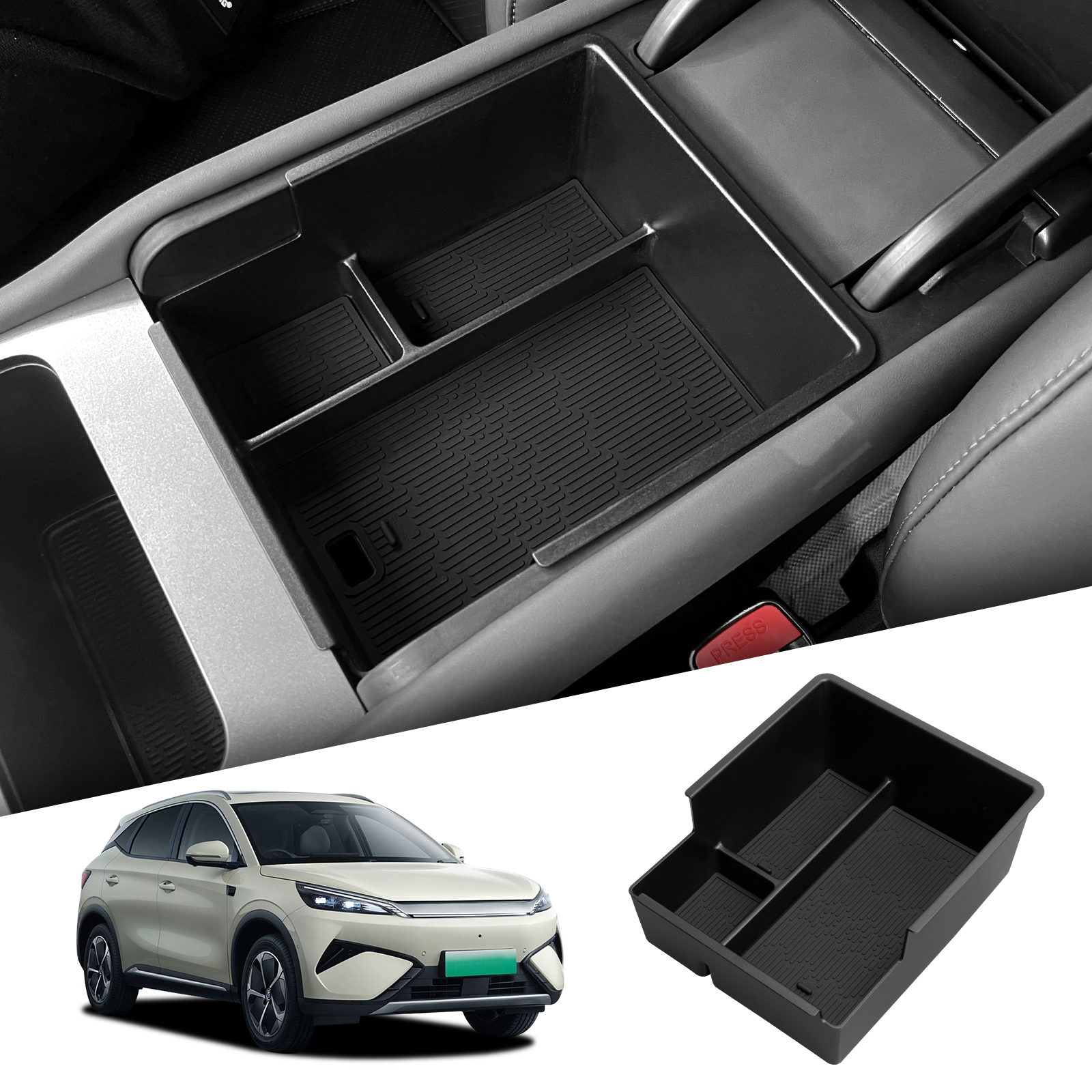 SMABEE for BYD ATTO 3 evo / YUAN PLUS 2025 2026 Center Console Armrest Box Car Storage Accessories Organizer Tidying Tray ABS