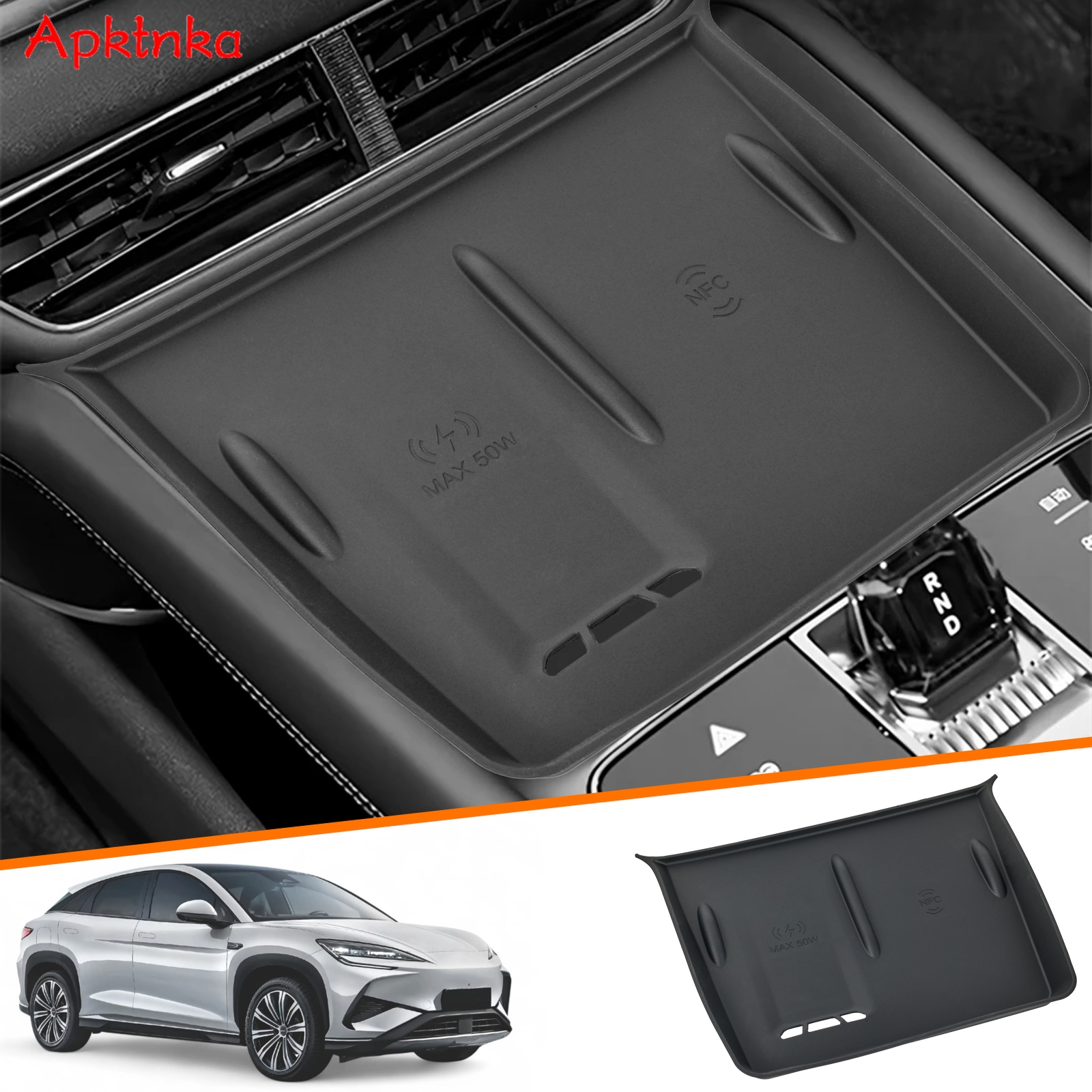 For BYD Sealion 7 Seal 07 EV 2024 2025 2026 Center Console Wireless Charging Mat Protective Pad Tray Cup Holder Car Accessories