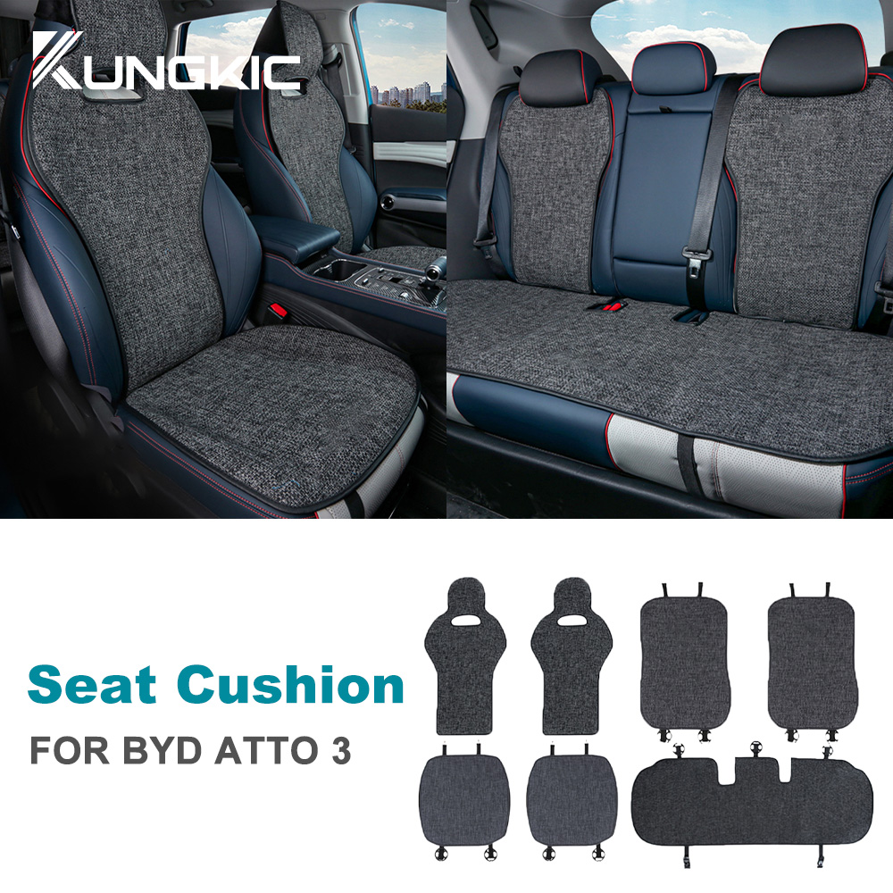 For BYD Atto 3 Yuan Plus Tang Han Dolphin EV 2021 2022 2023 2024 Breathable Linen Car Seat Cushion Protect Mat Accessories
