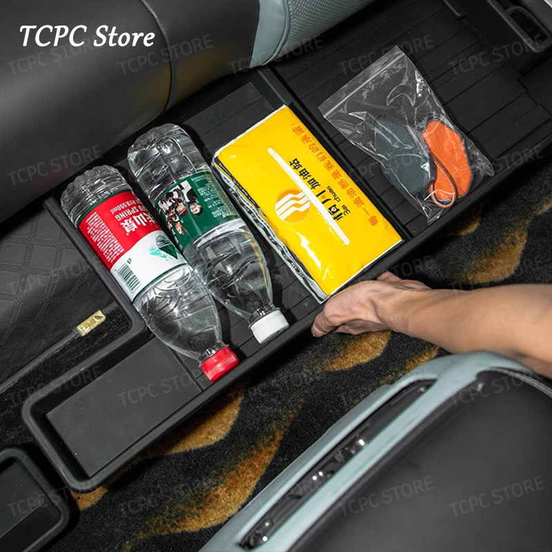 For BYD Formula Leopard 5 Denza B5 2pcs TPE Under Seat Storage Box Center Console Organizer Bins Front Backseat Bag Trash Tray