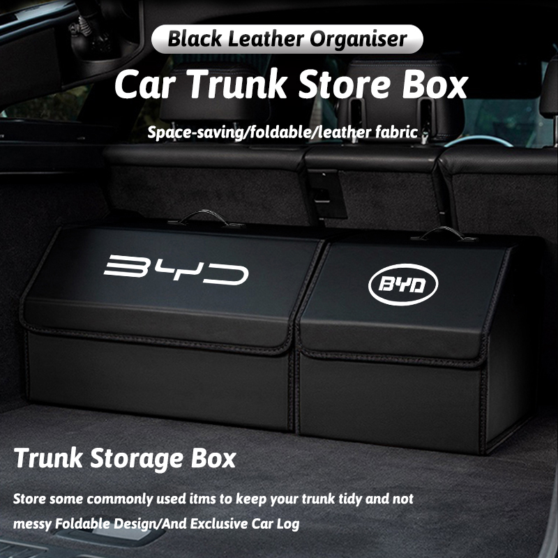 Car Trunk Organizer Box Leather Foldable Storag Bag Tool For BYD Atto 3 Yuan Plus Han Tang EV F3 E6 Dmi Song F0 Qin Pro G3 I3