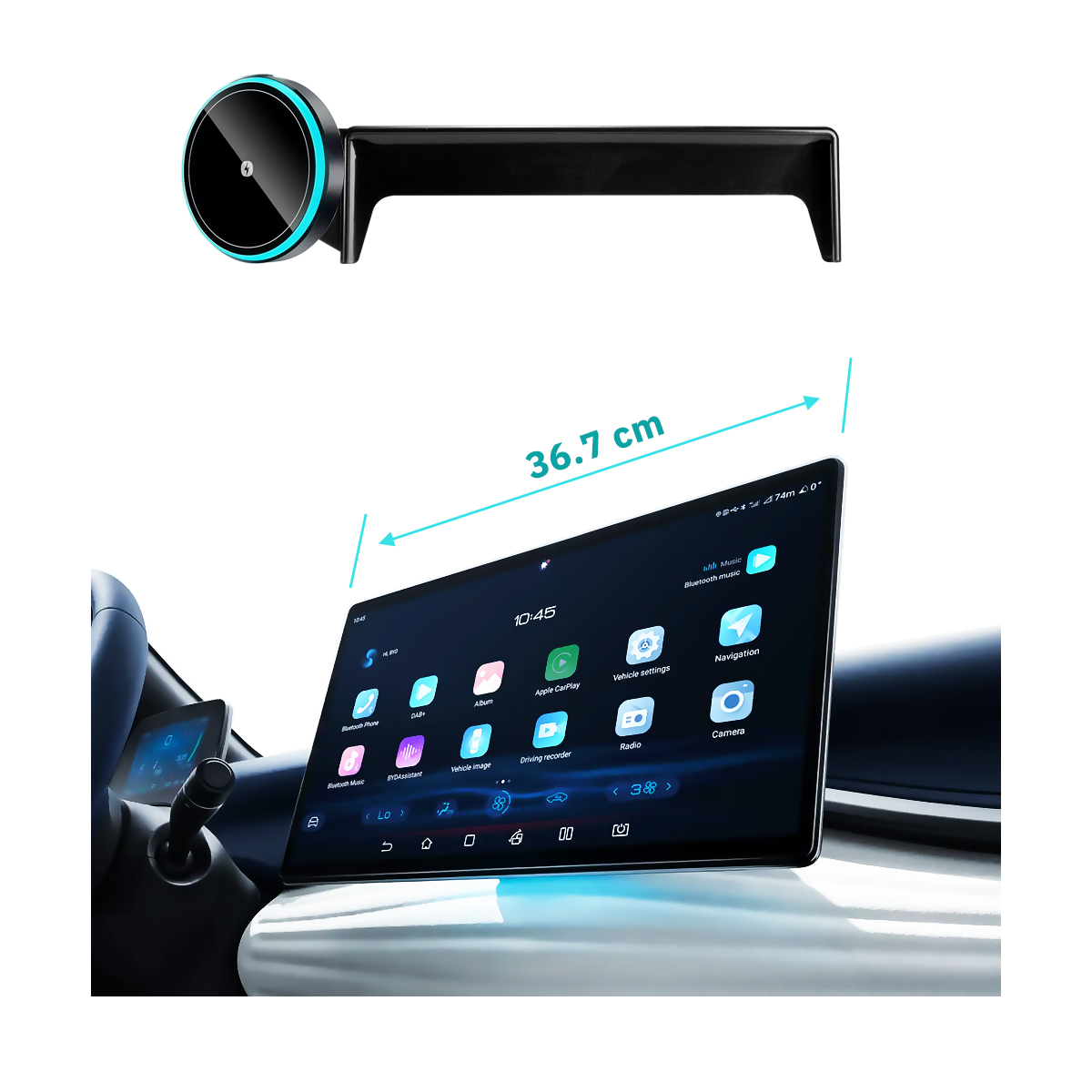 For BYD Atto 3 Yuan Plus Car Phone Holder 15.6" Screen Fixed Clip Wireless Charger Phone Mount Qi Car Phone Charger Mounts Base