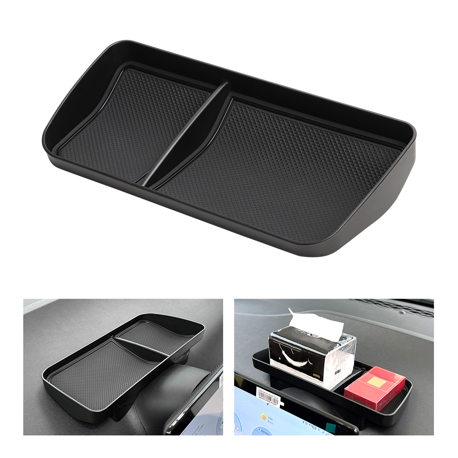 for BYD Seagull 2023-2025 Car Dashboard Storage Tray Display Screen Rear Storage Box Tray Organizer Accessories Black