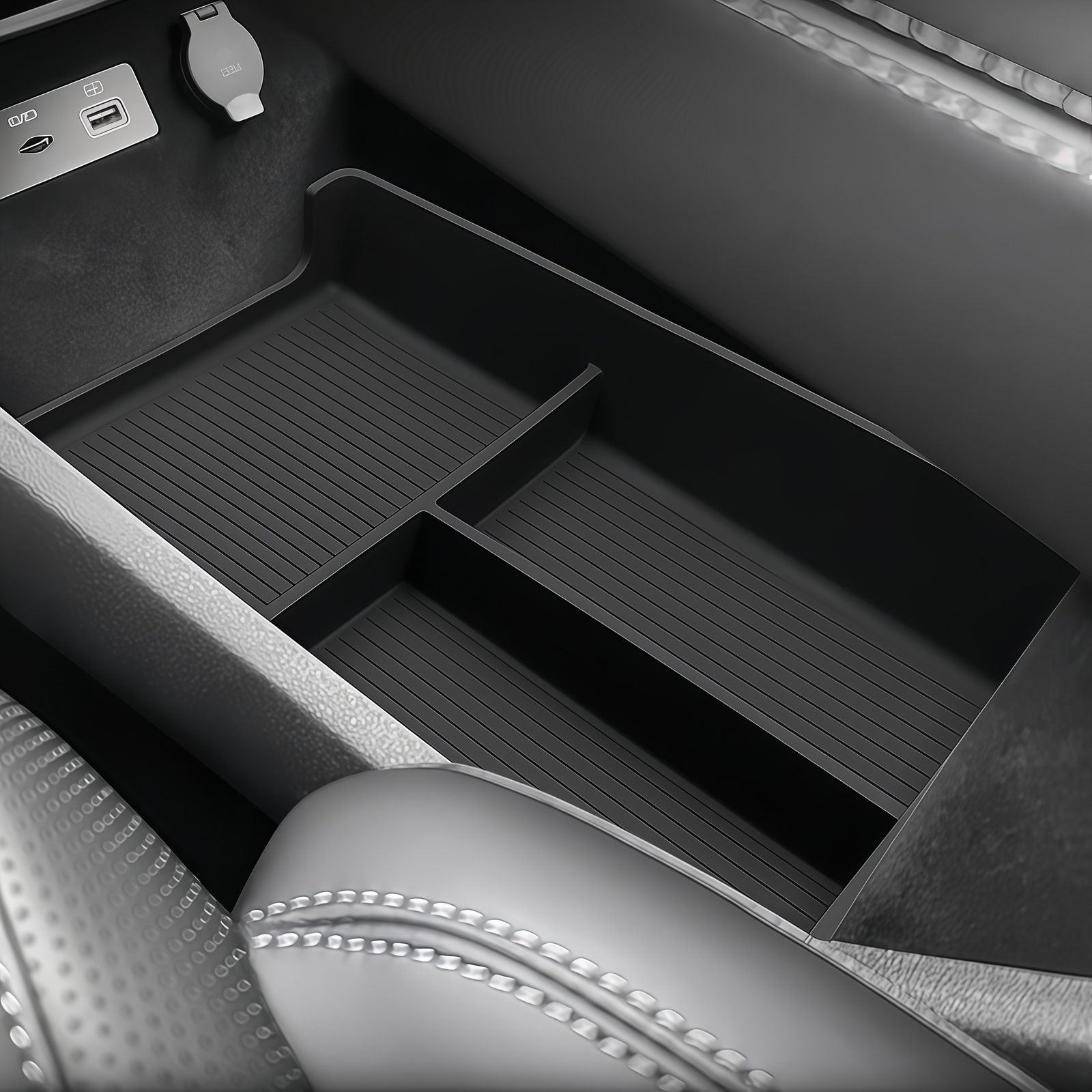 For BYD Sealion 7 EV 2024-2026 Car Storage Box Interior Accessories Center Console Lower Layer Storage Box Organizer Tidying