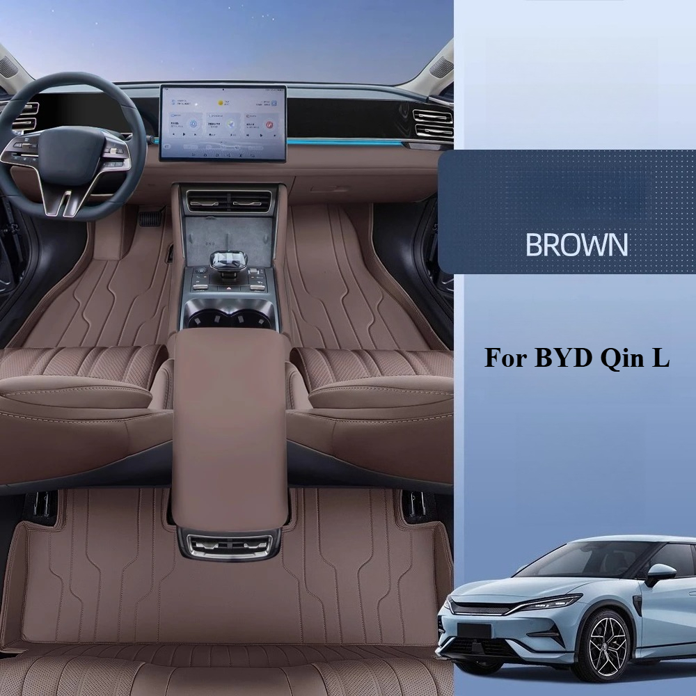 For BYD Qin L DMI 2024 Car Floor Mats Full Surrounded Leather Front&Rear Row Foot Carpet Protective Pad Car Interior Accessories