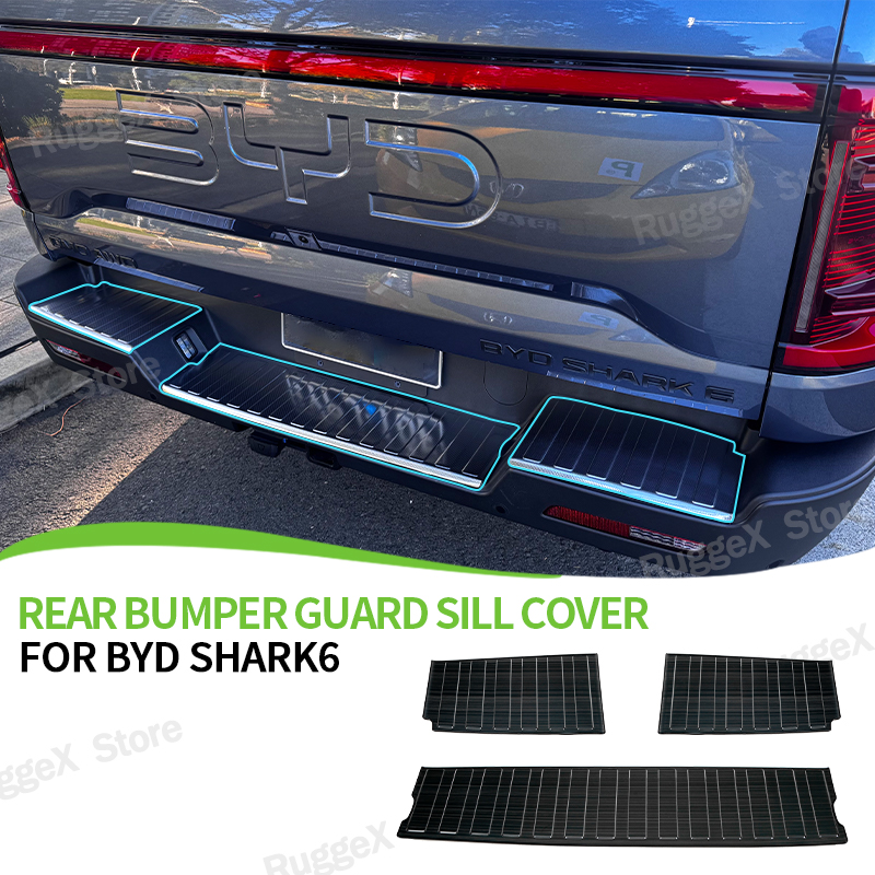 Rear Bumper Guard Sill Cover Pad For BYD SHARK 6 Scuff Protector Bumper Garnish Stainless Steel Chrome Upgrade Car Accessories