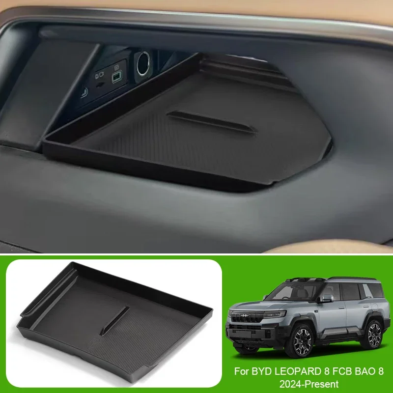 Car Armrest Box Storage Door Organizer Barrel Wireless Charging Pad Tray Water Cup Holder For BYD LEOPARD 8 FCB BAO 8 2024-2026