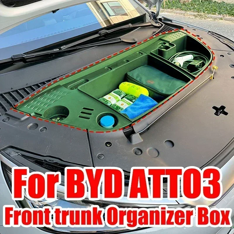 For BYD ATTO3 / Yuan Plus EV Car Front Trunk Organizer Box Left Rudder Engine Room Storage Box Storage Large Capacity Accessory