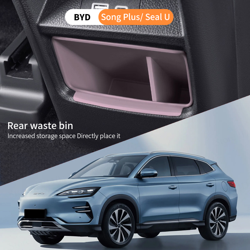 For BYD Seal U Song Plus DM-i Ev 2020-2025 Car Rear Seat Storage Box Organizer Center Console Bins Backseat Garbage Storage Bags