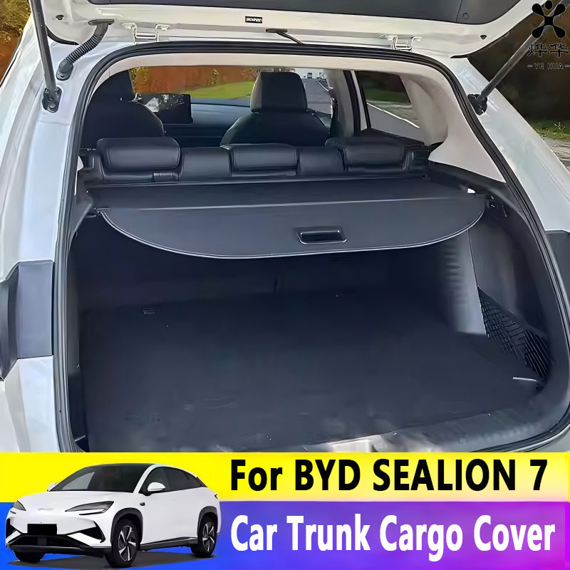 For BYD SEALION 7 2024 2025 2026 Car Retractable Rear Trunk Curtain Cover Organizer Privacy Security Screen Shield Shade Cargo