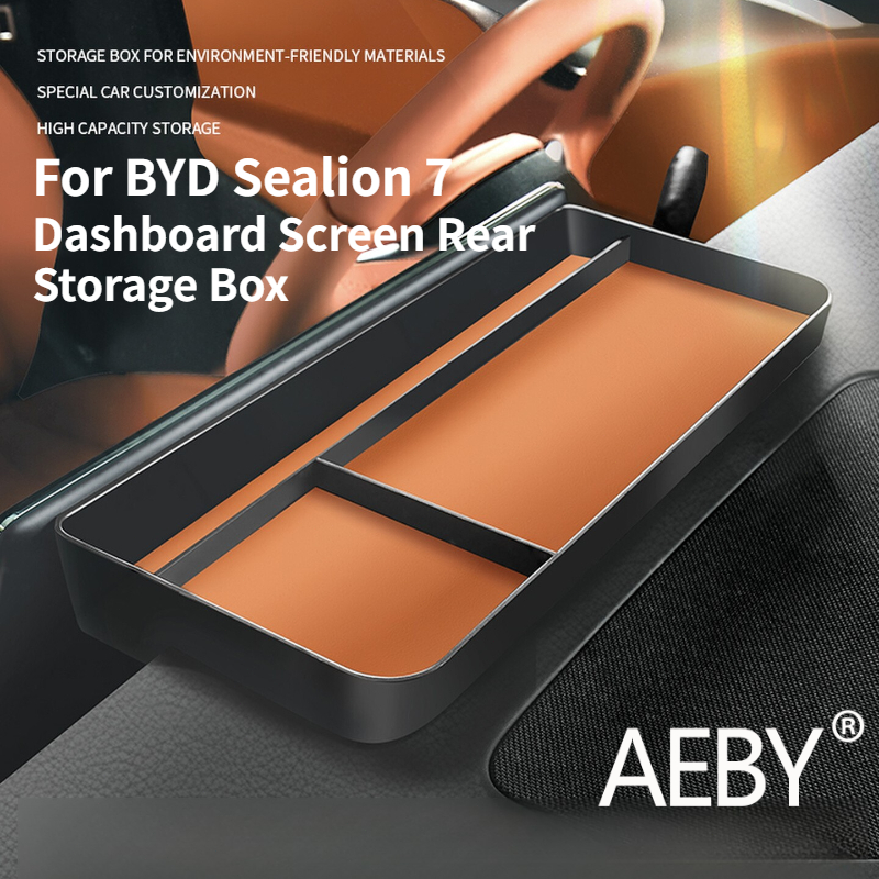 AEBY For BYD Sealion 7 2024 Dashboard Storage Box Organizer Anti-Slip Dustproof Screen Rear Storage Tray Interior Accessories