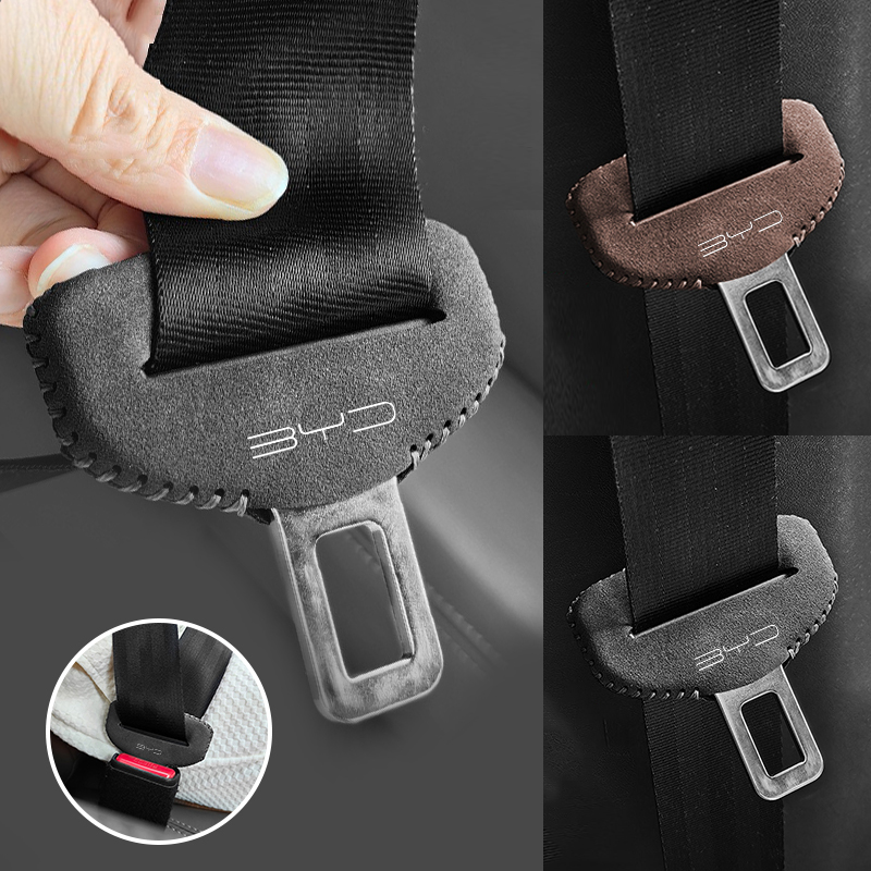 Car Seat Belt Buckle Protective Cover Suede Anti-Scratch Accessories For BYD Song Pro Tang Dmi QIn PLUS MAX Yuan EV Seal Dolphin