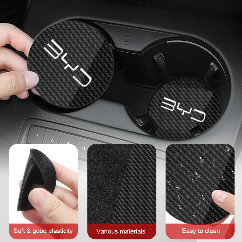 2Pcs For BYD Atto 3 Yuan F3 E6 F0 G3 I3 Plus Ea1 Song Max Tang Dmi 2din Pro E2 Car Coasters Water Cup Anti Slip Mat Accessories