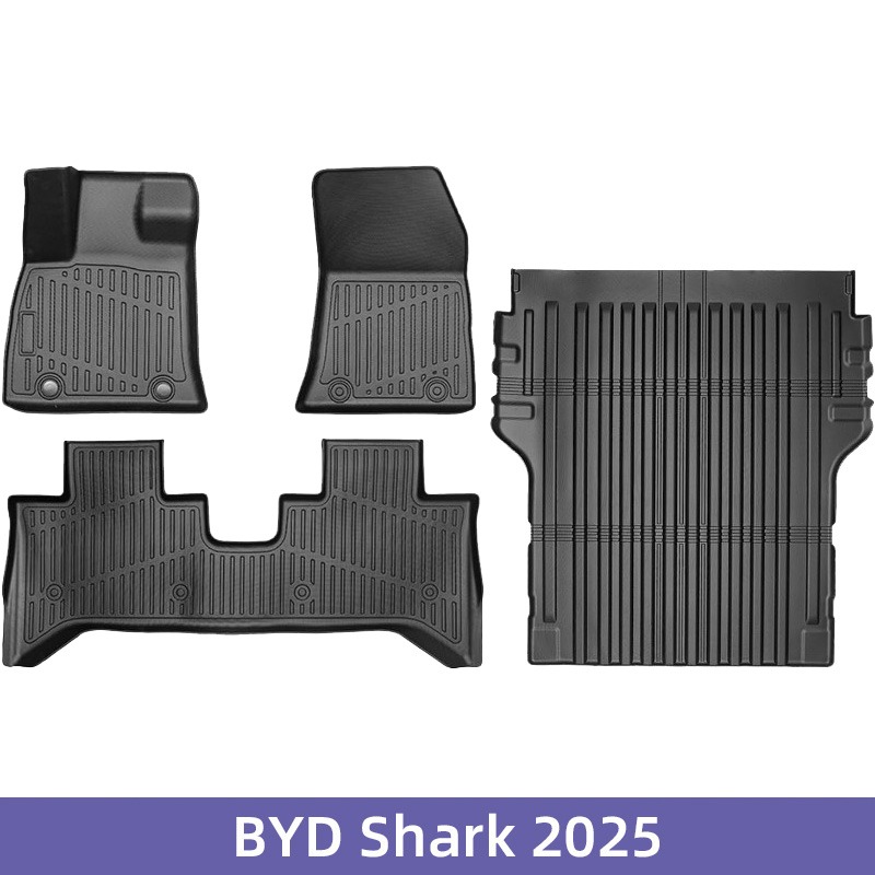 Custom Fit BYD Shark 2025 3D TPE Floor Mats Full Set - All Weather Anti-Slip Waterproof Front/Rear Seat & Trunk Liners