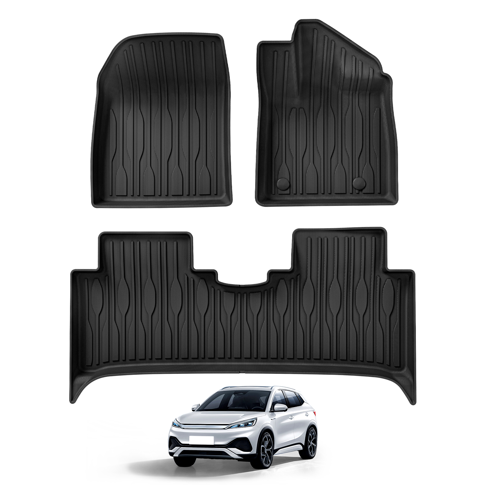 for BYD ATTO3 ATTO 3 YUAN PLUS Car Floor Mats Cargo Liner Trunk Pad TPE 3D Foot Mat Odorless Tray Protection BLACK