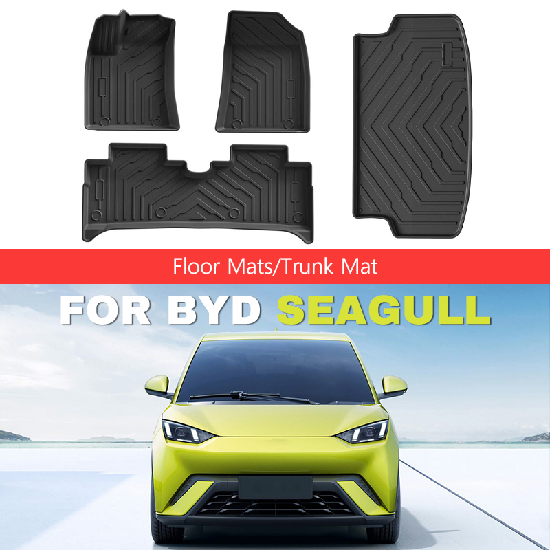 Car Floor Mats For BYD Seagull 2023 - 2024 TPE Trunk Liner Double Layer Foot Carpets Anti - Slip Wear Resistant Protective Pads