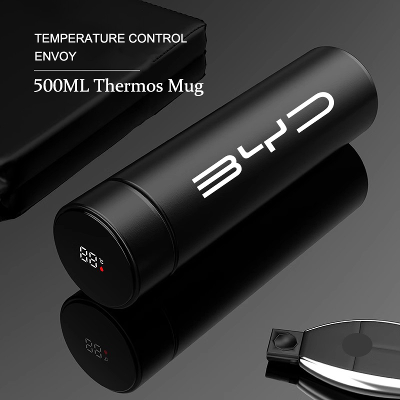 500ml Insulated Cup Temperature Monitoring Water Cup Car Kettle For BYD Atto 3 Yuan Plus Han Tang EV F3 E6 Dmi Song F0 Qin Pro