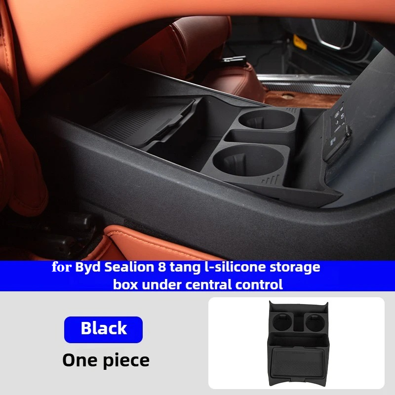 For BYD Sealion 8 TangL Car Center Console Lower Storage Box Silicone Multi-function Partition Storage Organizer Tray Cup Holder