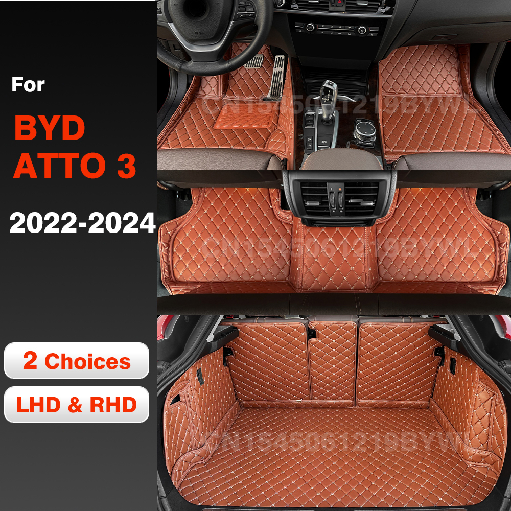 Car Floor Mats For BYD ATTO 3 2022 2023 2024 Car Trunk Mat Custom Auto Foot Pads Carpet Cover Interior Accessories