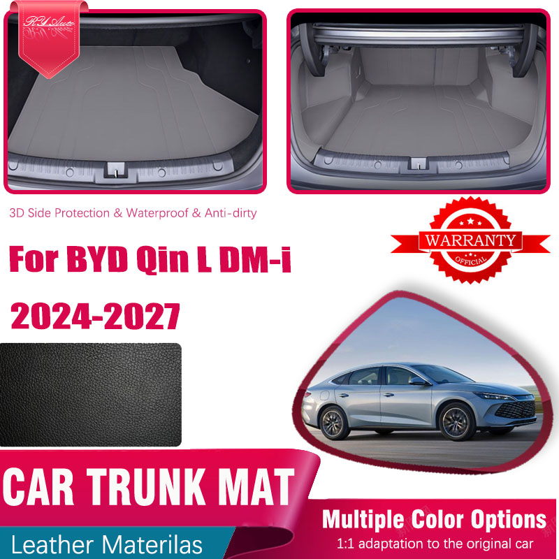 Car Rear Trunk Mats For BYD Qin L DM-i Seal 6 DM-i 2024-2027 Sedan Leather Storage Pad Cargo Covers Inner Liner Auto Accessories