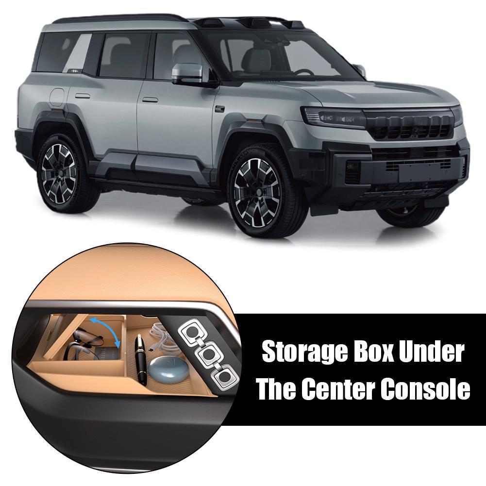 Under Center Console Layer Storage Box For BYD Leopard 8, Car Organizer Tray With Silicone Anti-Slip Mat Interior Accessories