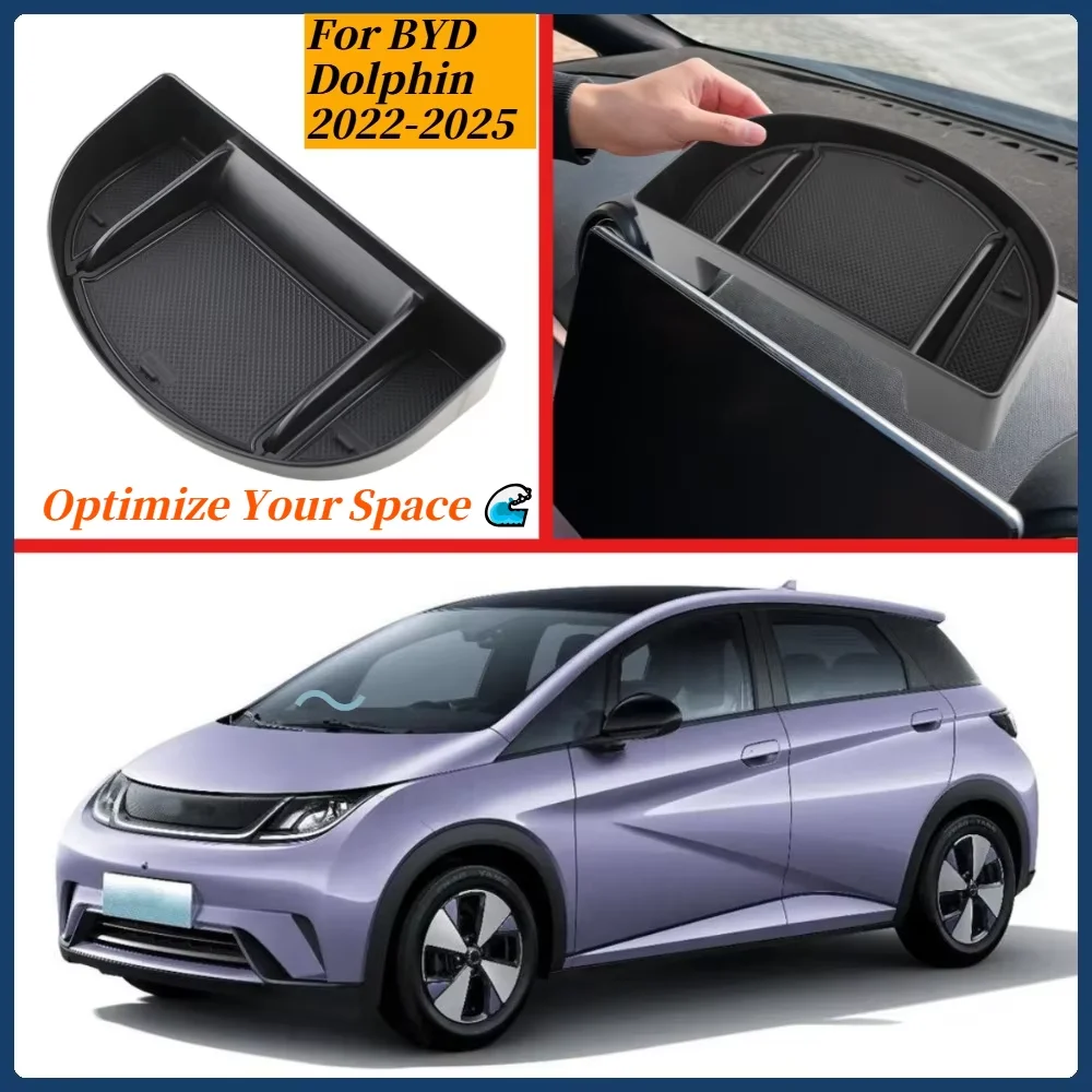 Car Front Dashboard Storage Box for BYD Dolphin 2022-2025 Rear Navigation Screen Storage Box Organizer Interior Accessories