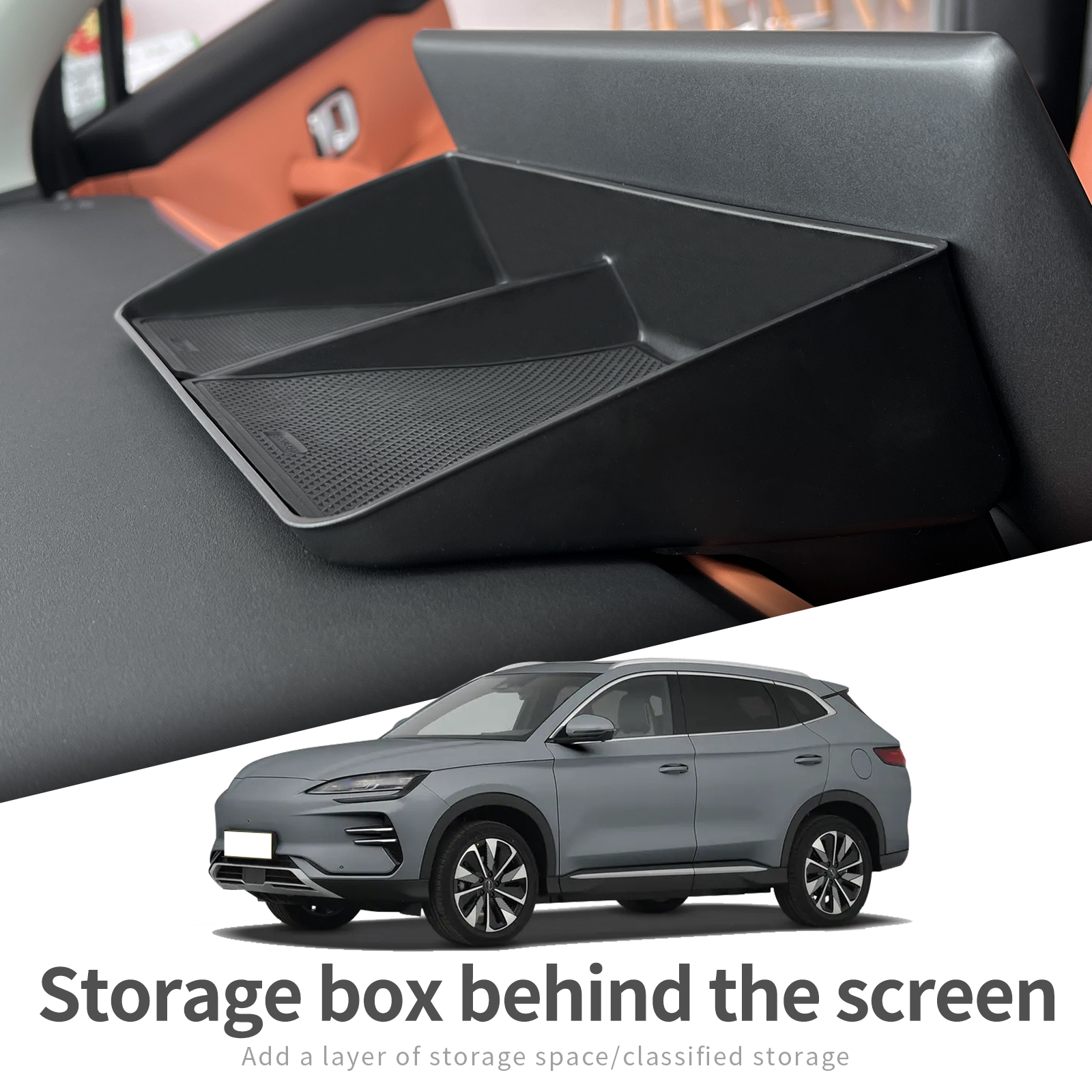 Car Dashboard Tray  for BYD Song Plus EV 2023-2025 Center Console Hidden Storage Box Behind Screen Accessories Organizer Tidying