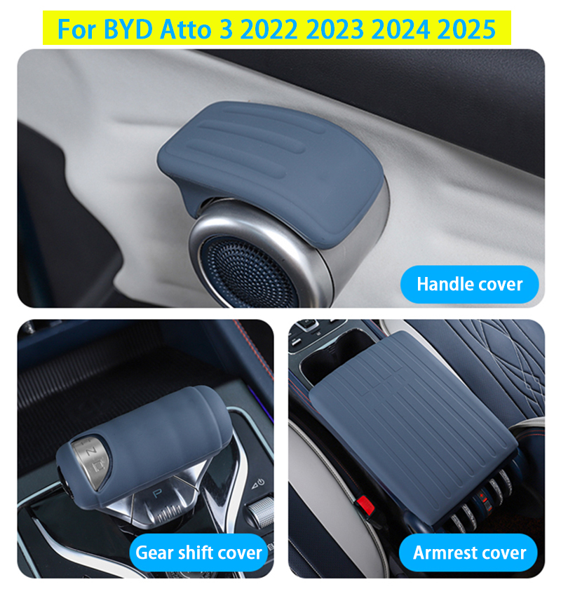 For BYD Atto 3 Yuan Plus 2022-2025 Door Handrail Silicone Cover Gear Shift Armrest Box Protection Cover Car Interior Protective