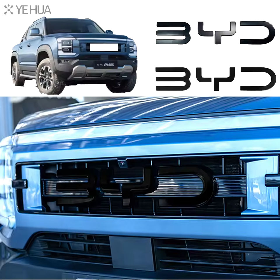 Front Back Badge Letter Logo 3D Cover Sticker Black For BYD Shark 6 Decorative Car Sticker for Shark 6 Pickup Car Accessories