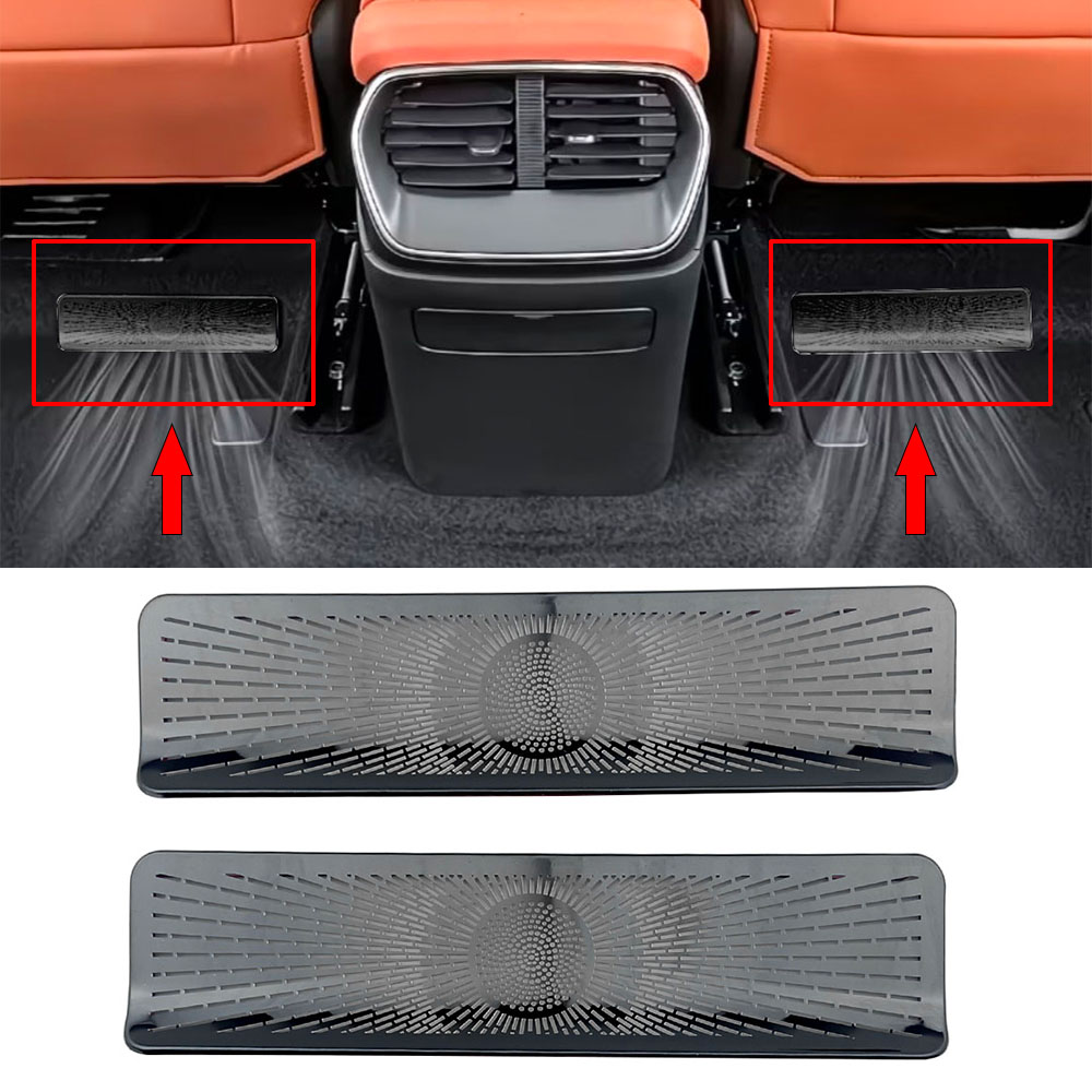 2PCS Under Seat Air Outlet Vent Cover For BYD Sealion 7 Sea lion 07 EV 2024-2026 Black Stainless Steel Caps Anti Debris