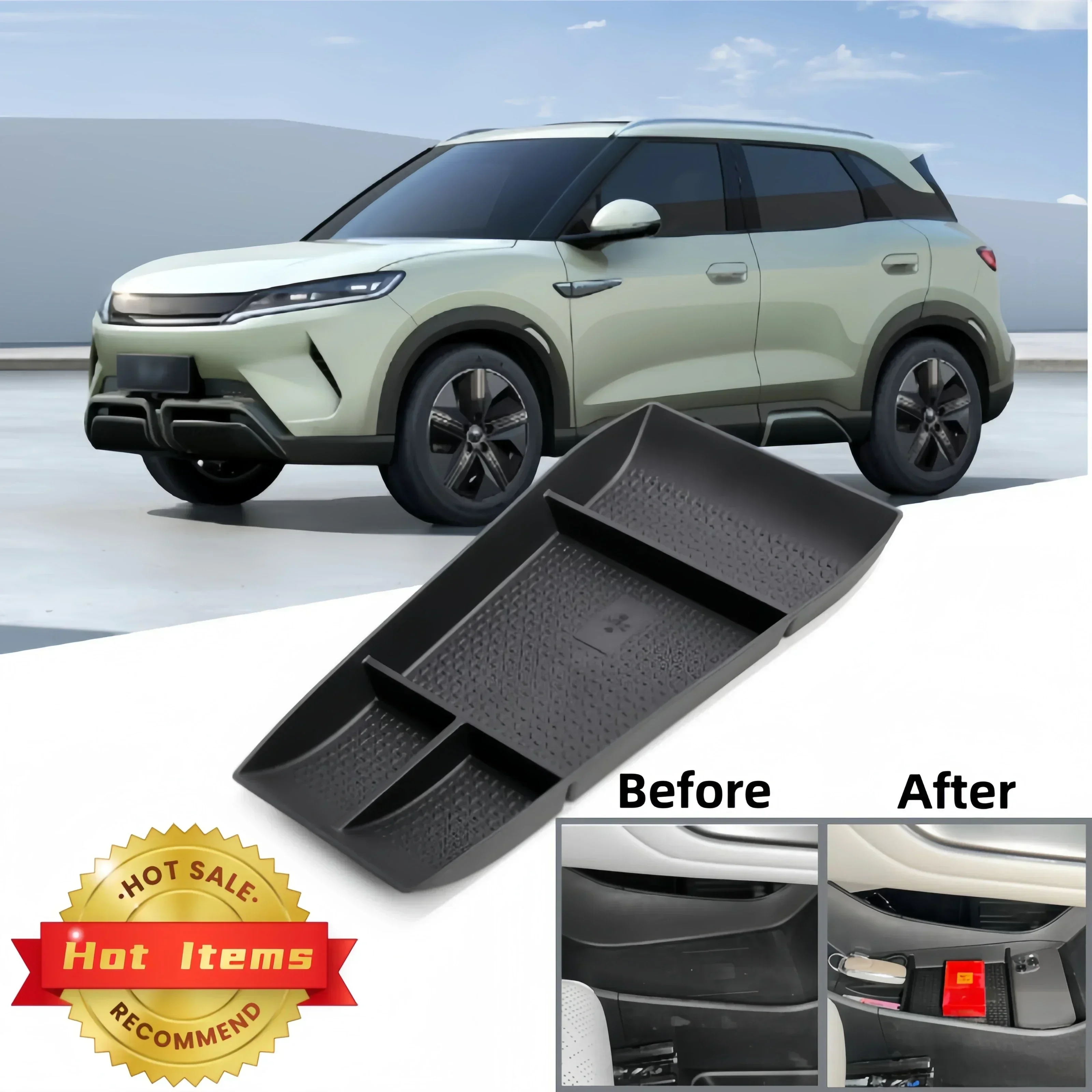 Central Control Lower Storage Box Console Armrest Storage Box Cup Holder for BYD Yuan UP 2024 Car Interior Accessories