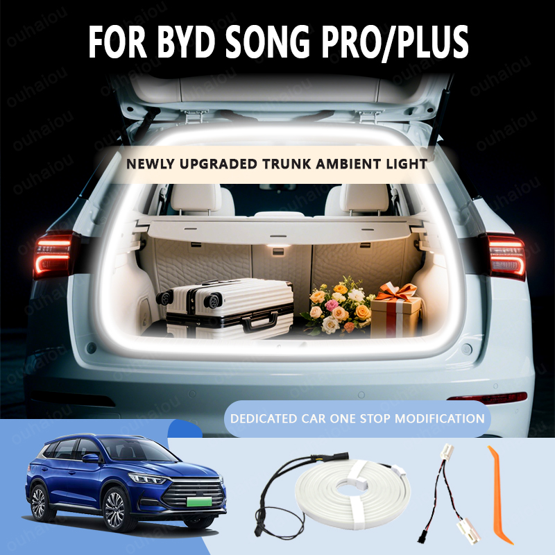 For BYD Song Pro plus Car Trunk Ambient Light Strip Led Lighting Non-Destructive Installation Modified Tailgate Decorative Lamp