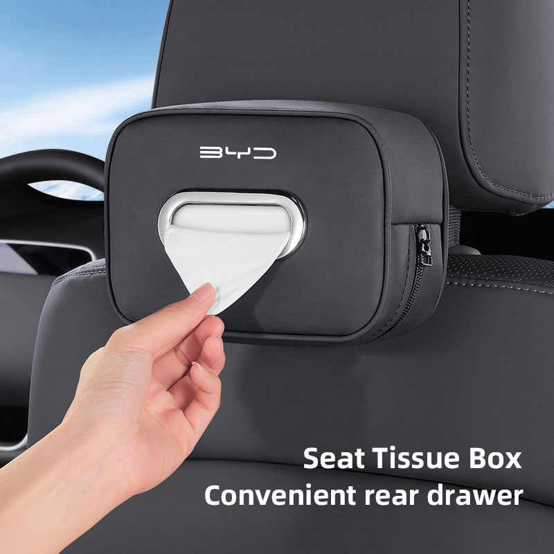High-capacity Car Interior Tissue Box Kleenex Storage Bag Accessories For BYD Tang E6 F3 Atto3 Yuan Plus Song Max F0 G3 I3 Ea1