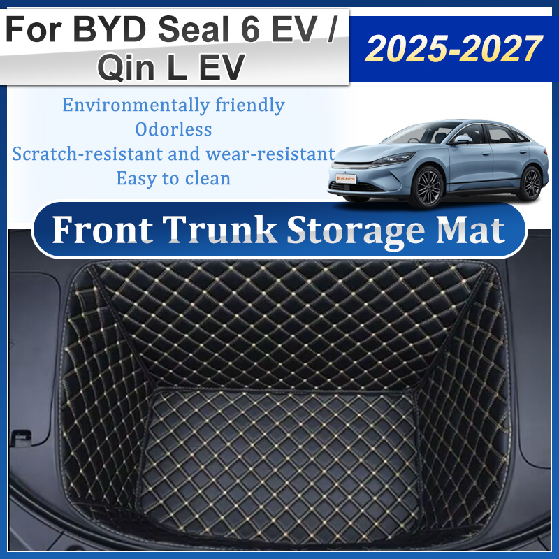 Car Front Trunk Mat For BYD Seal 6 EV Accessories Qin L EV 2025 2026 2027 Auto Nappa Leather Cabin Mat Organizer Box Body Kits