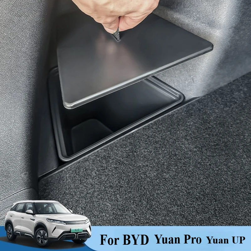 For BYD Yuan Pro Yuan UP EV 2024 Car Styling Rear Trunk Side Box Interior Trunk Storage Box Storage Compartment Auto Accessories
